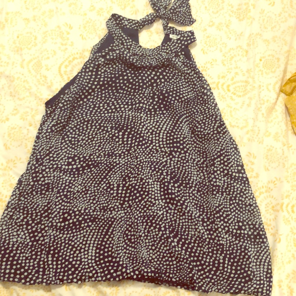 Last chance! Navy blue and white dot sleeveless top